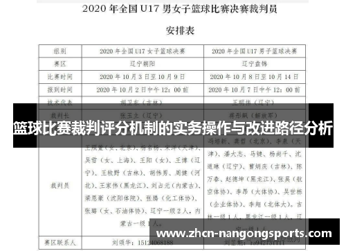 篮球比赛裁判评分机制的实务操作与改进路径分析